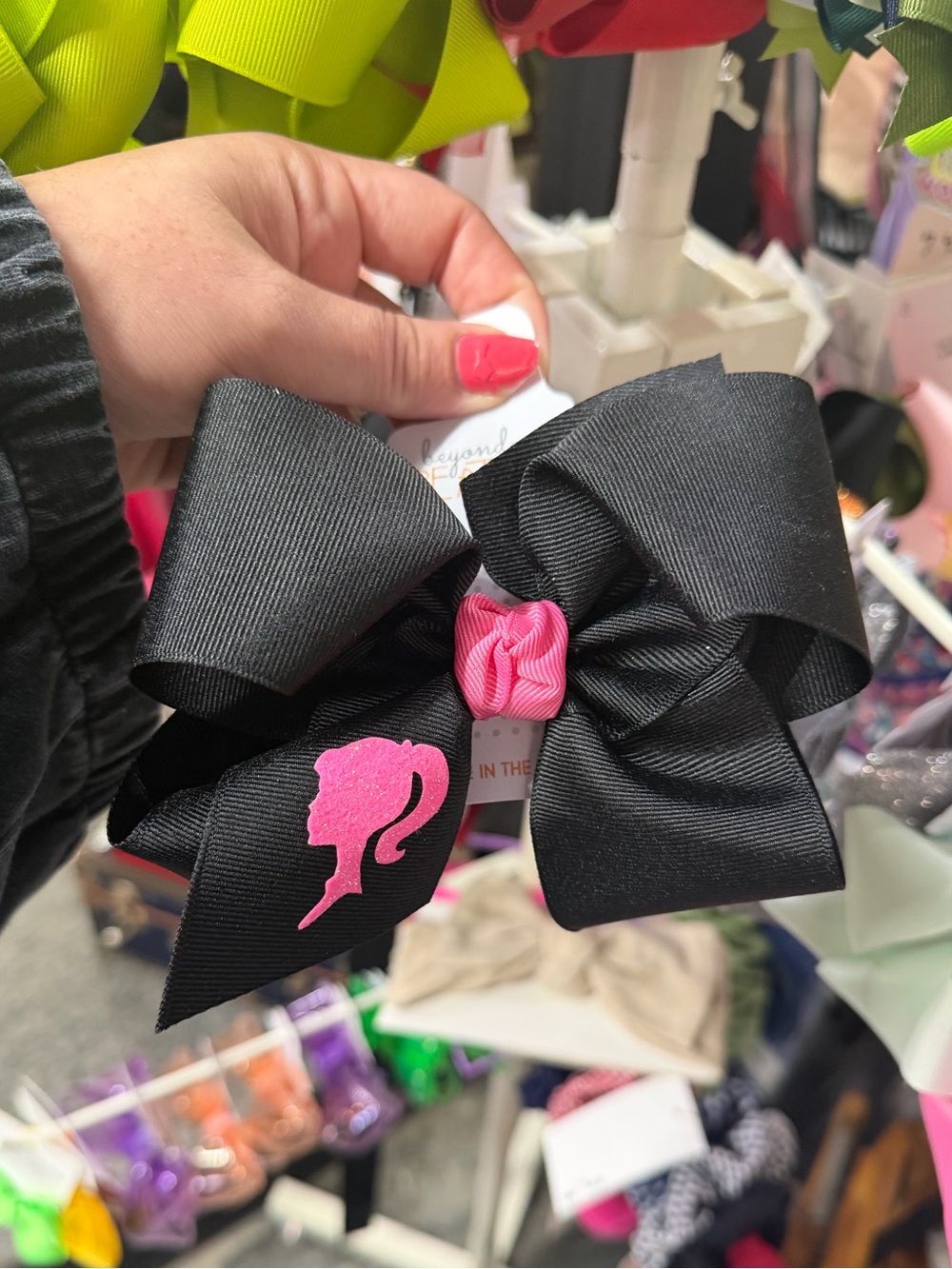 Accessorize Black Bow Hair Clip with Pink Accent
